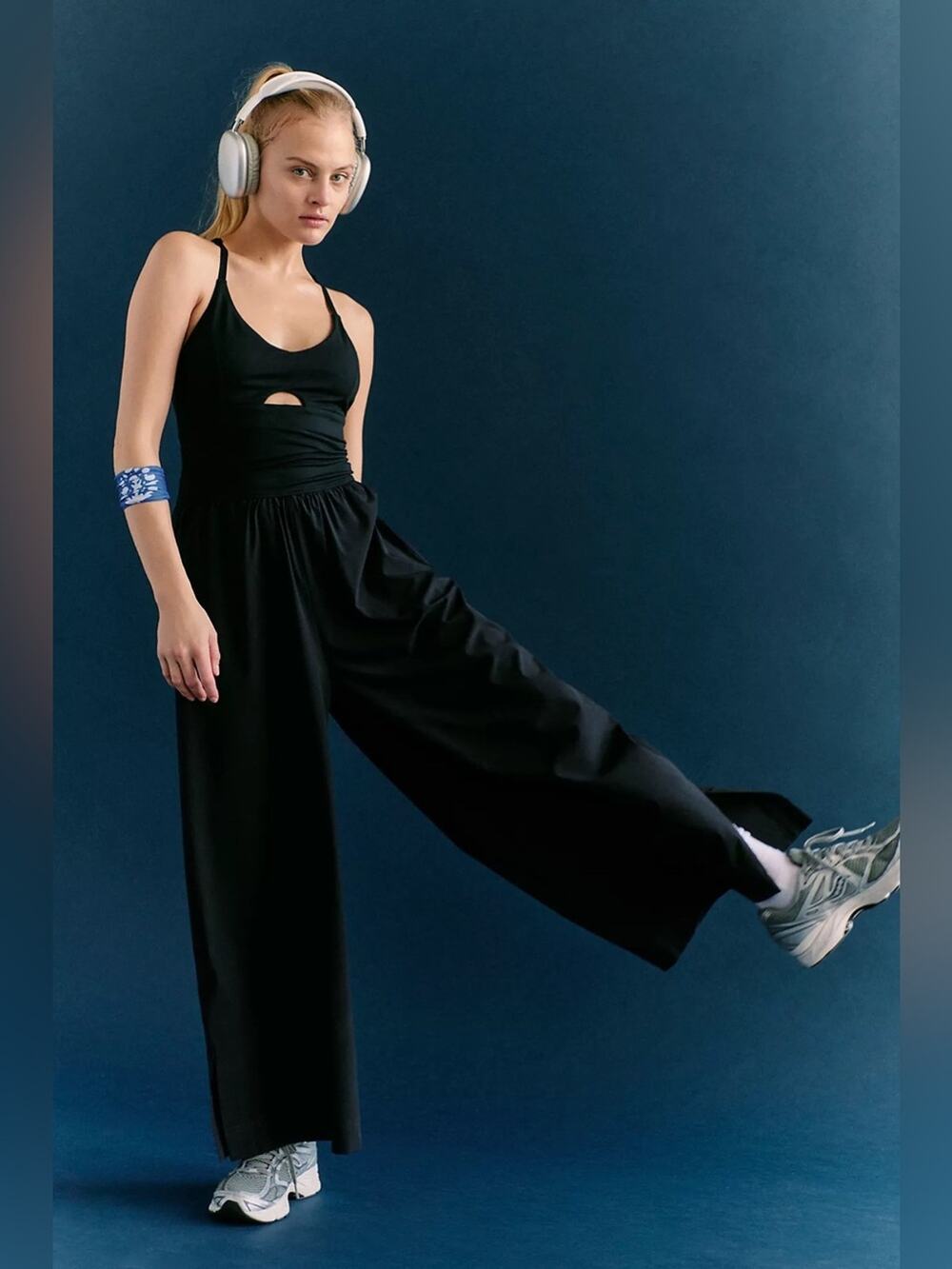 Free People Renewal Waves One-Piece Jumpsuit in Black M